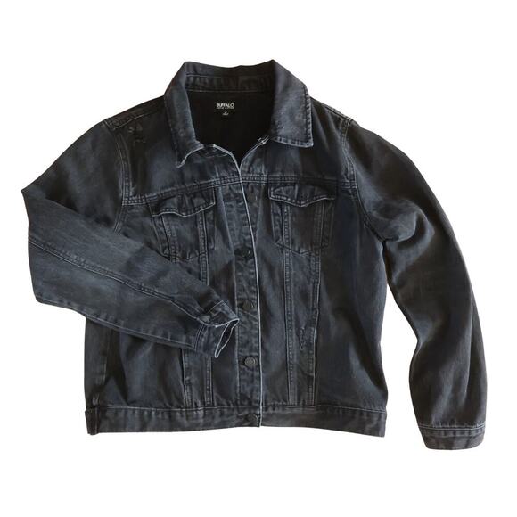 Buffalo David Bitton Black Denim Jacket Distressed Rodeo Western Cowgirl Size M - Picture 1 of 12